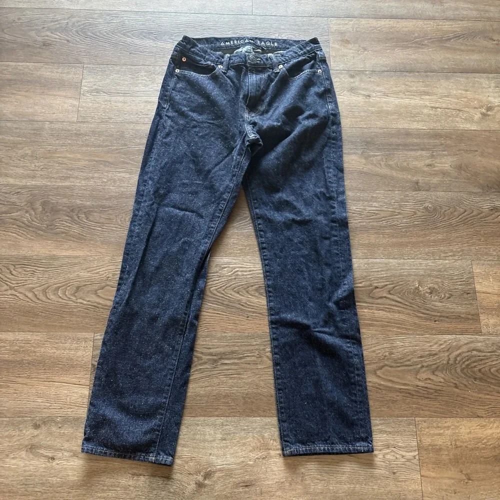 American Eagle Original Straight Jeans Men's 30x34 Denim Dark Blue White Speckle